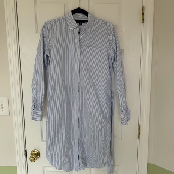 Brooks Brothers Women's Blue and White Striped Long Sleeve Shirt Dress Size 2 - Picture 2 of 10